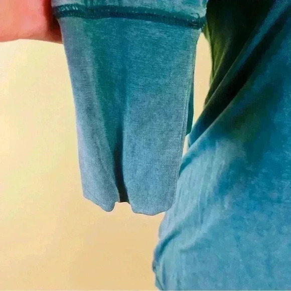 We The Free Green Heathered Off Shoulder Rayon Long Sleeve Super Soft Size M - Picture 6 of 11